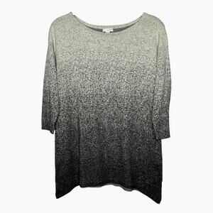 J Jill Pure Jill Ombre Knit Sweater Women Medium Grey Half Sleeve Soft Casual